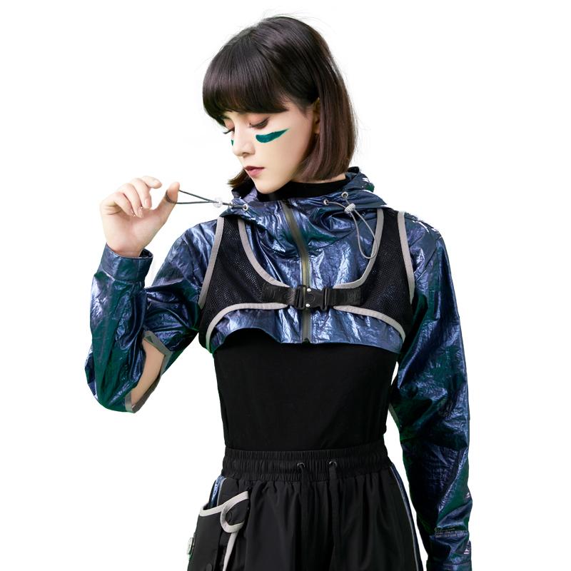 WESMART:Future Style Half Coat with Reflective Mark clottech