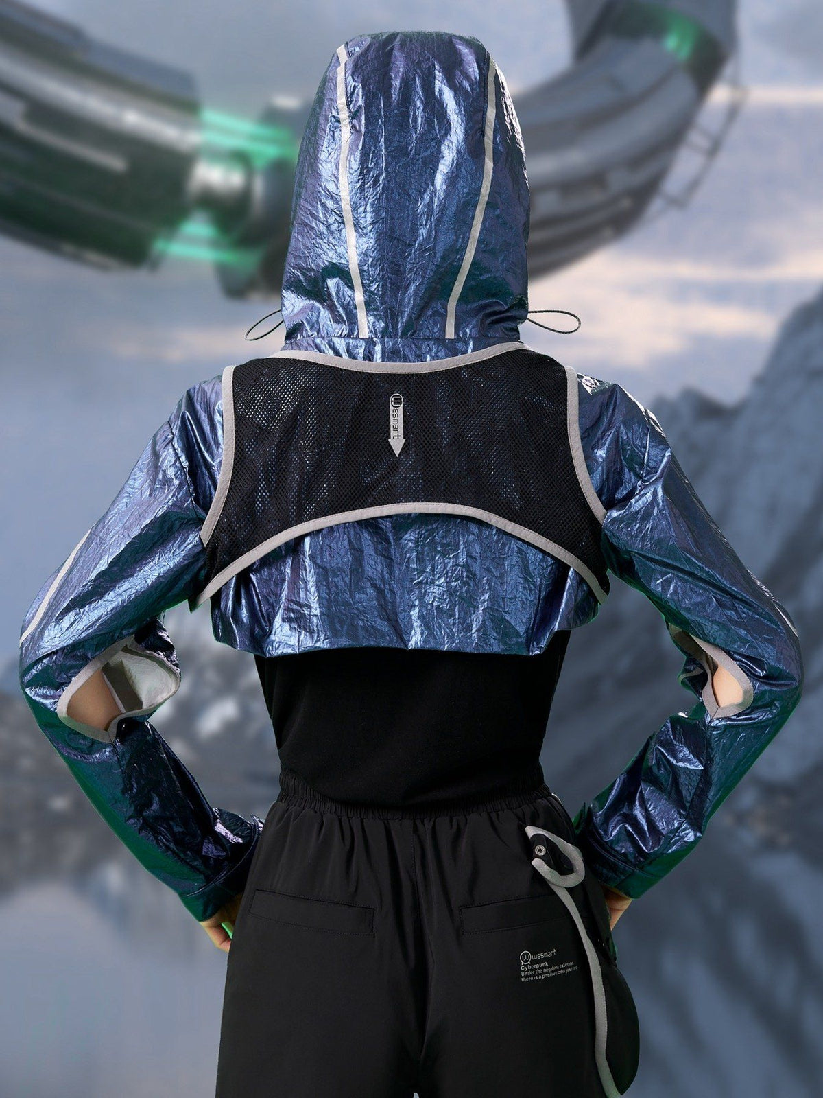 WESMART:Future Style Half Coat with Reflective Mark clottech